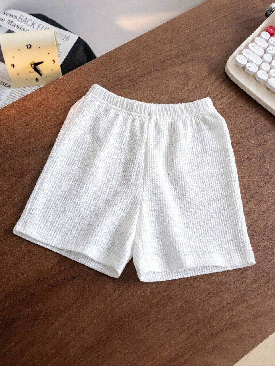 Cotton Unisex White With Blue Stripes Top & Bottom Kids Wear Set