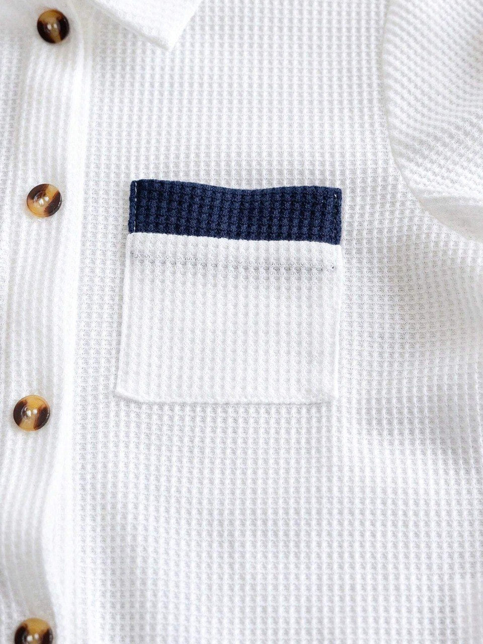 Cotton Unisex White With Blue Stripes Top & Bottom Kids Wear Set