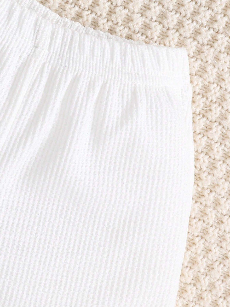 Cotton Unisex White With Red Stripes Top & Bottom Kids Wear Set