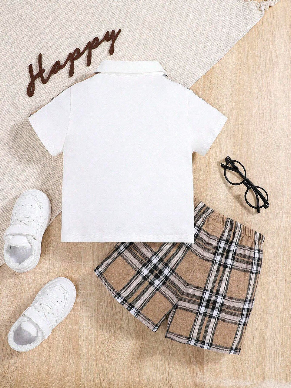 Chic & Comfortable Unisex Chex Shoulder Co-ord Top & Bottom Kids Wear Set