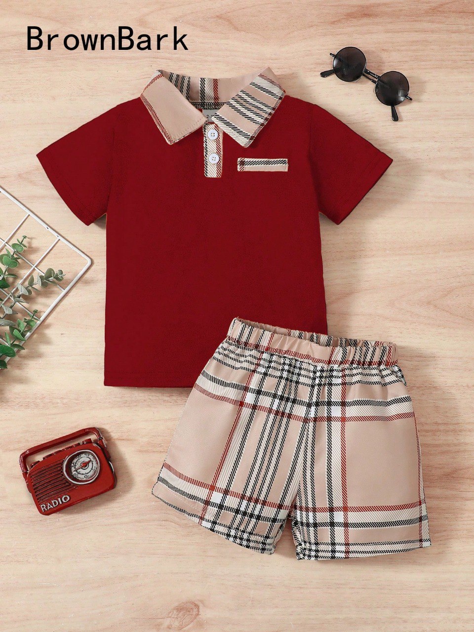 Chic & Comfortable Unisex Chex Collar Co-ord Top & Bottom Kids Wear Set
