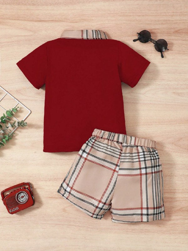 Chic & Comfortable Unisex Chex Collar Co-ord Top & Bottom Kids Wear Set