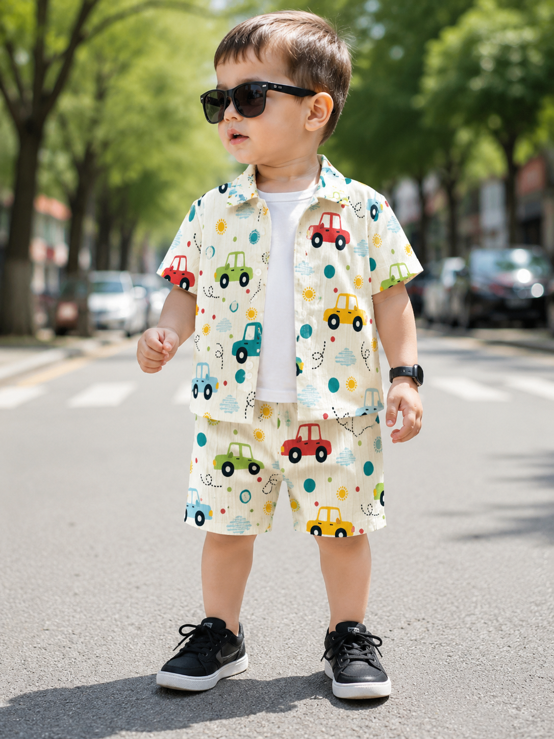 Sugar Can Car Printed Top & Bottom Set