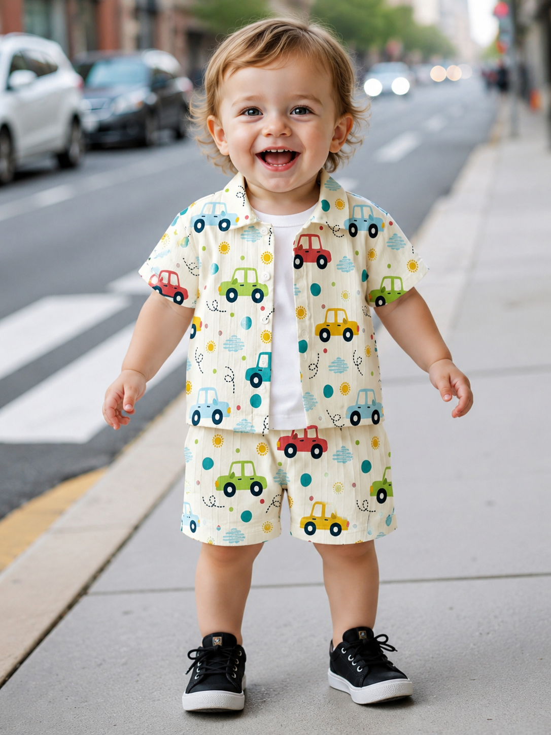 Sugar Can Car Printed Top & Bottom Set