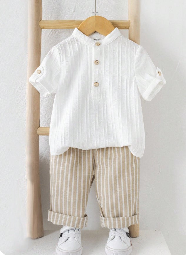 Sugar can Spandex Kids Classic Shirt & Stripe Pants Co-Ord Set