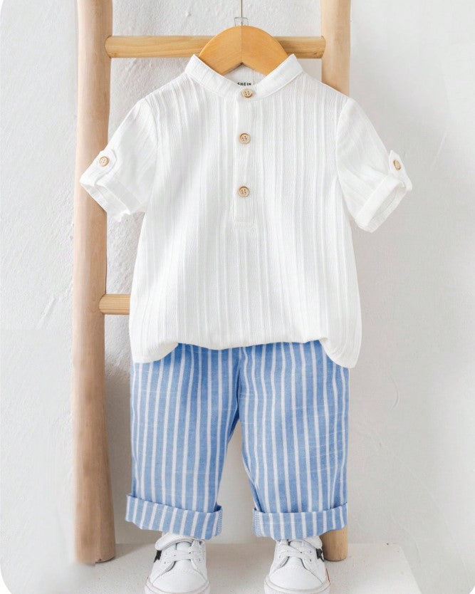 Sugar can Spandex Kids Classic Shirt & Stripe Pants Co-Ord Set