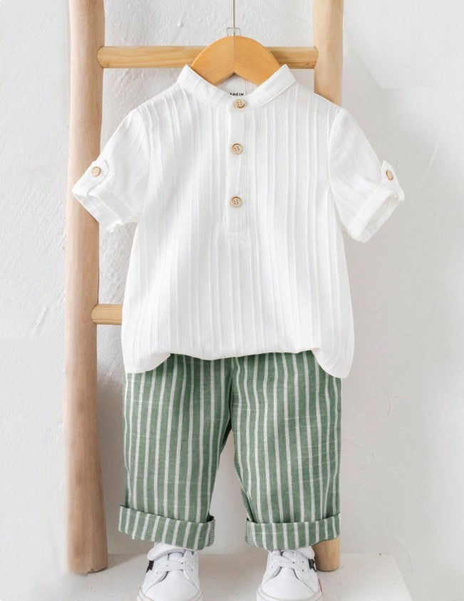 Sugar can Spandex Kids Classic Shirt & Stripe Pants Co-Ord Set