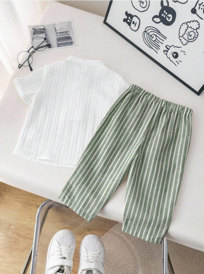 Sugar can Spandex Kids Classic Shirt & Stripe Pants Co-Ord Set