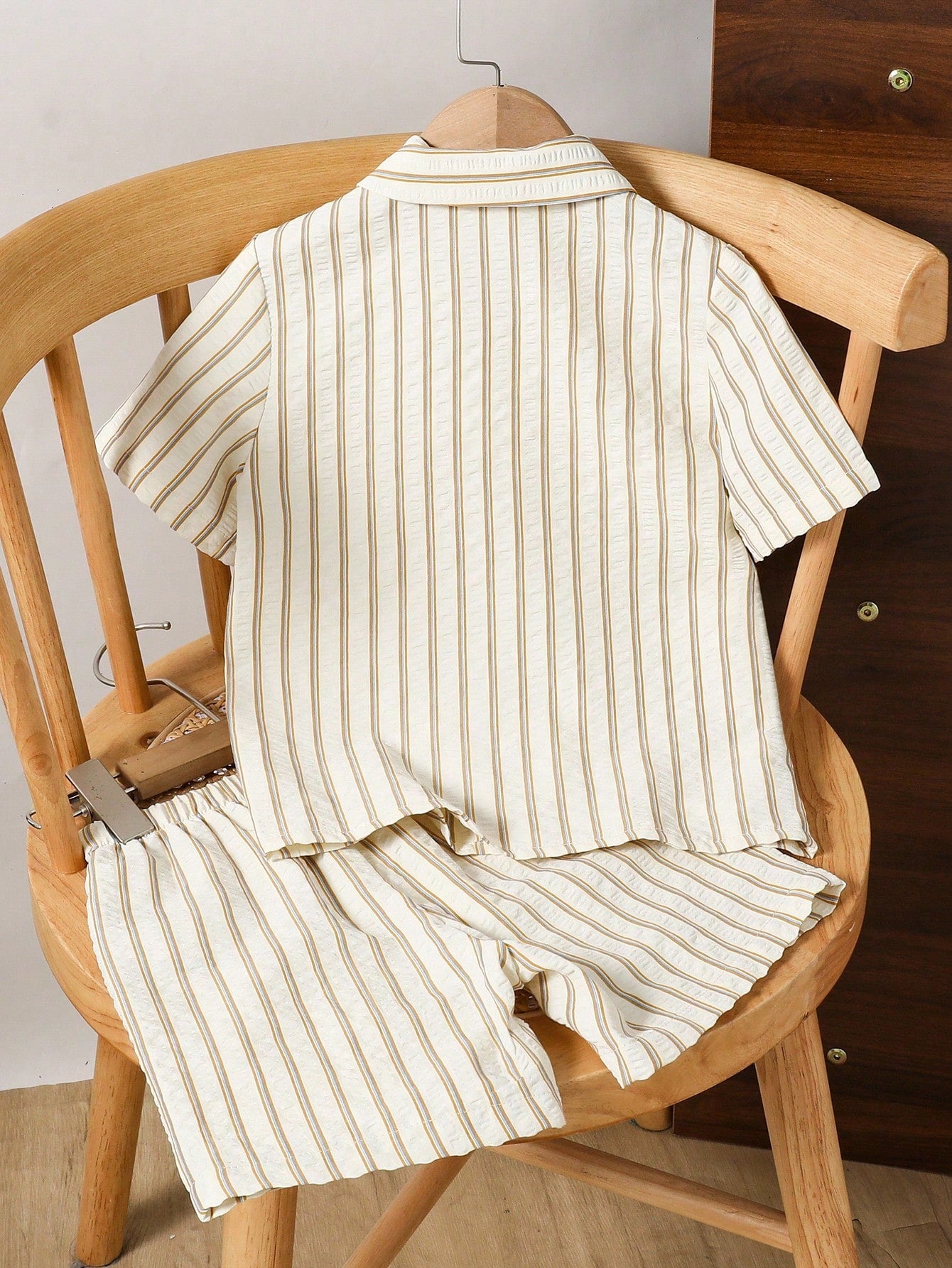 Cream Stripe Cotton Co-Ord Set for Kids