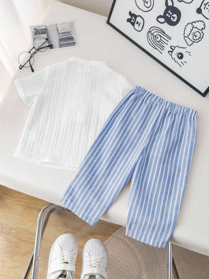 Sugar can Spandex Kids Classic Shirt & Stripe Pants Co-Ord Set