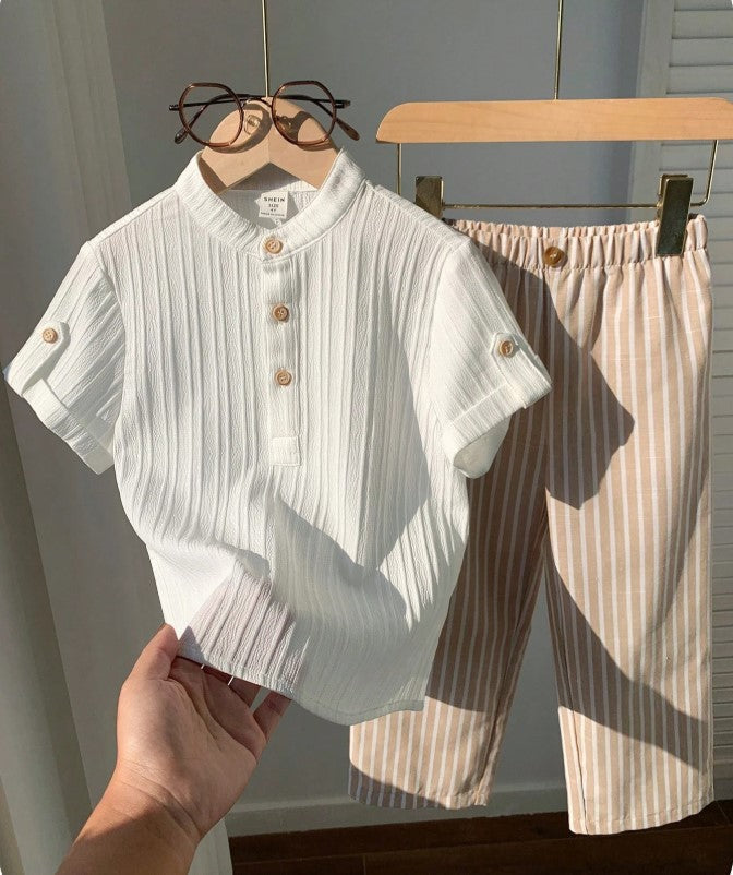 Sugar can Spandex Kids Classic Shirt & Stripe Pants Co-Ord Set