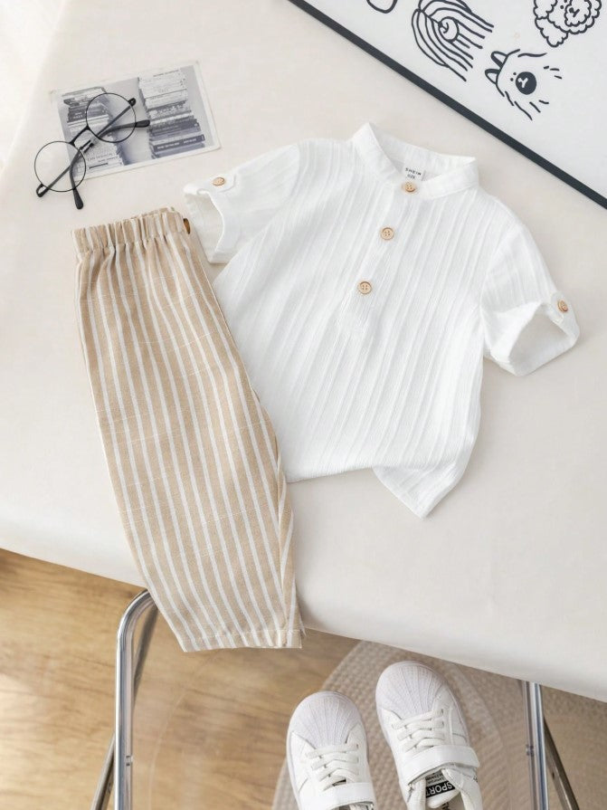 Sugar can Spandex Kids Classic Shirt & Stripe Pants Co-Ord Set