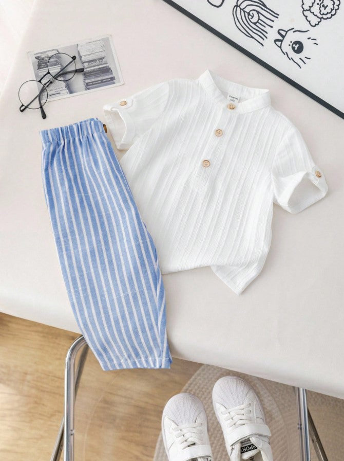 Sugar can Spandex Kids Classic Shirt & Stripe Pants Co-Ord Set
