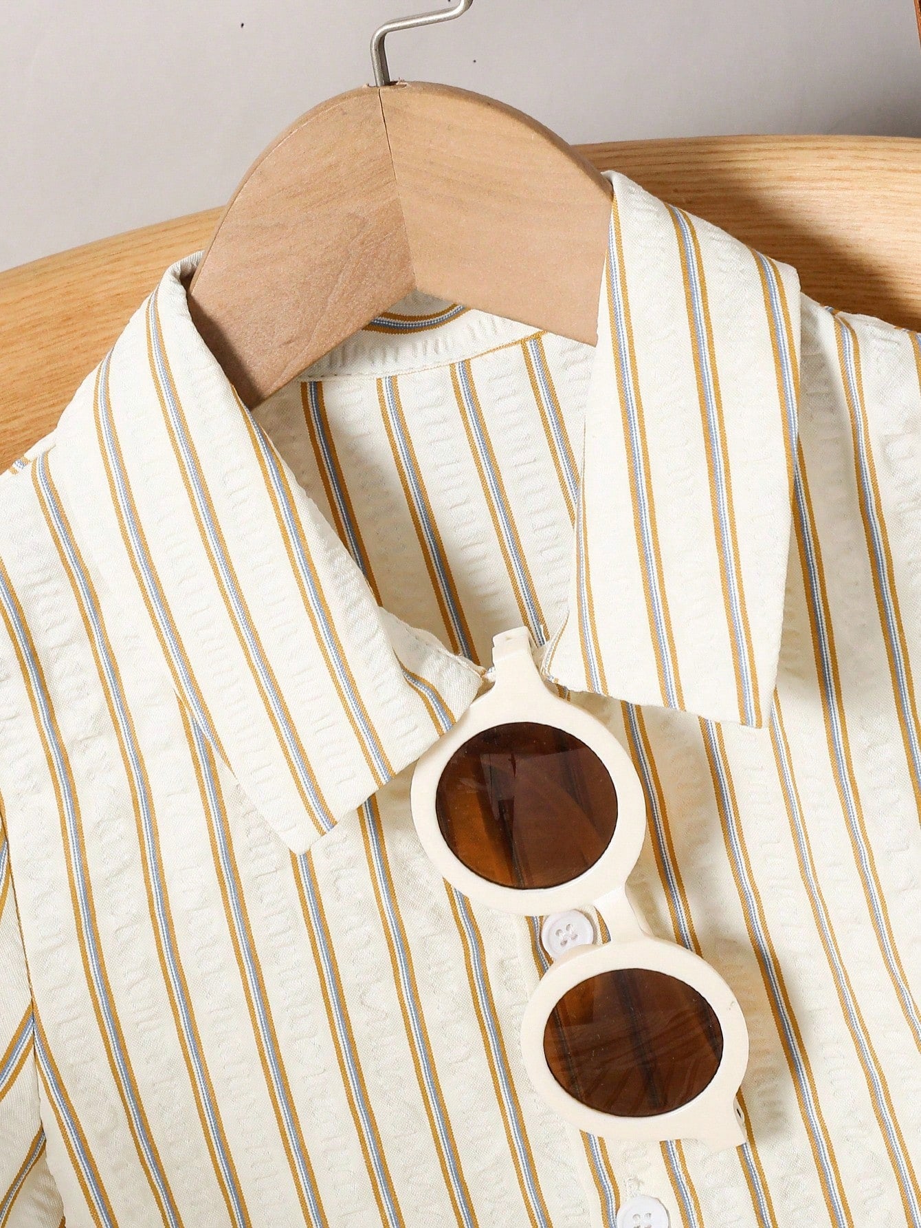 Cream Stripe Cotton Co-Ord Set for Kids