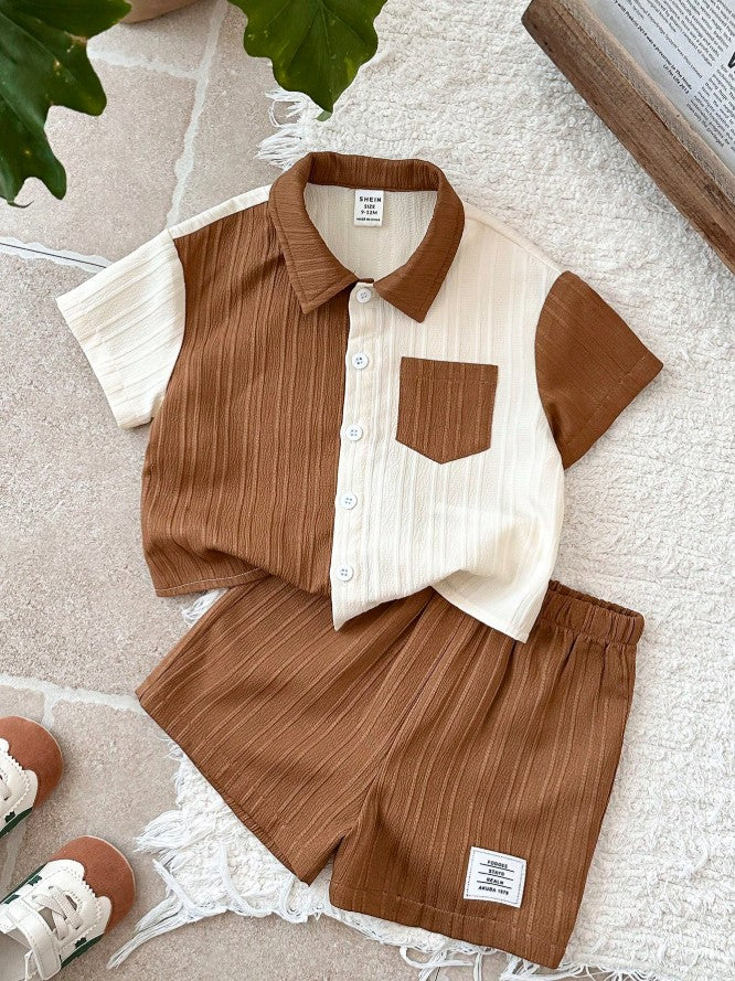 Two tone Kids Top & Bottom Set