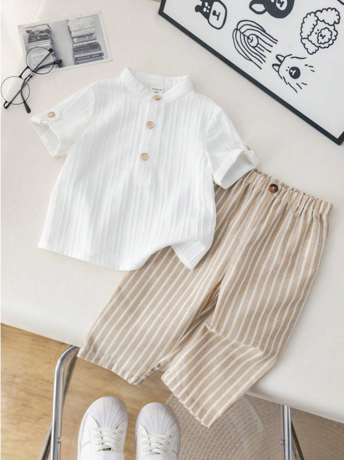 Sugar can Spandex Kids Classic Shirt & Stripe Pants Co-Ord Set