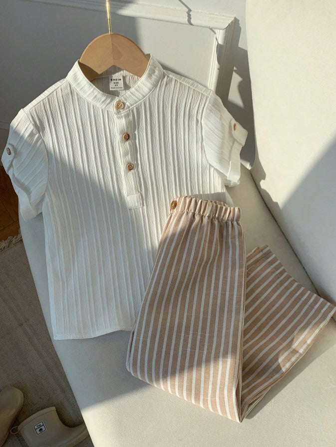 Sugar can Spandex Kids Classic Shirt & Stripe Pants Co-Ord Set