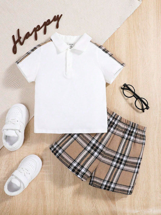 Chic & Comfortable Unisex Chex Shoulder Co-ord Top & Bottom Kids Wear Set