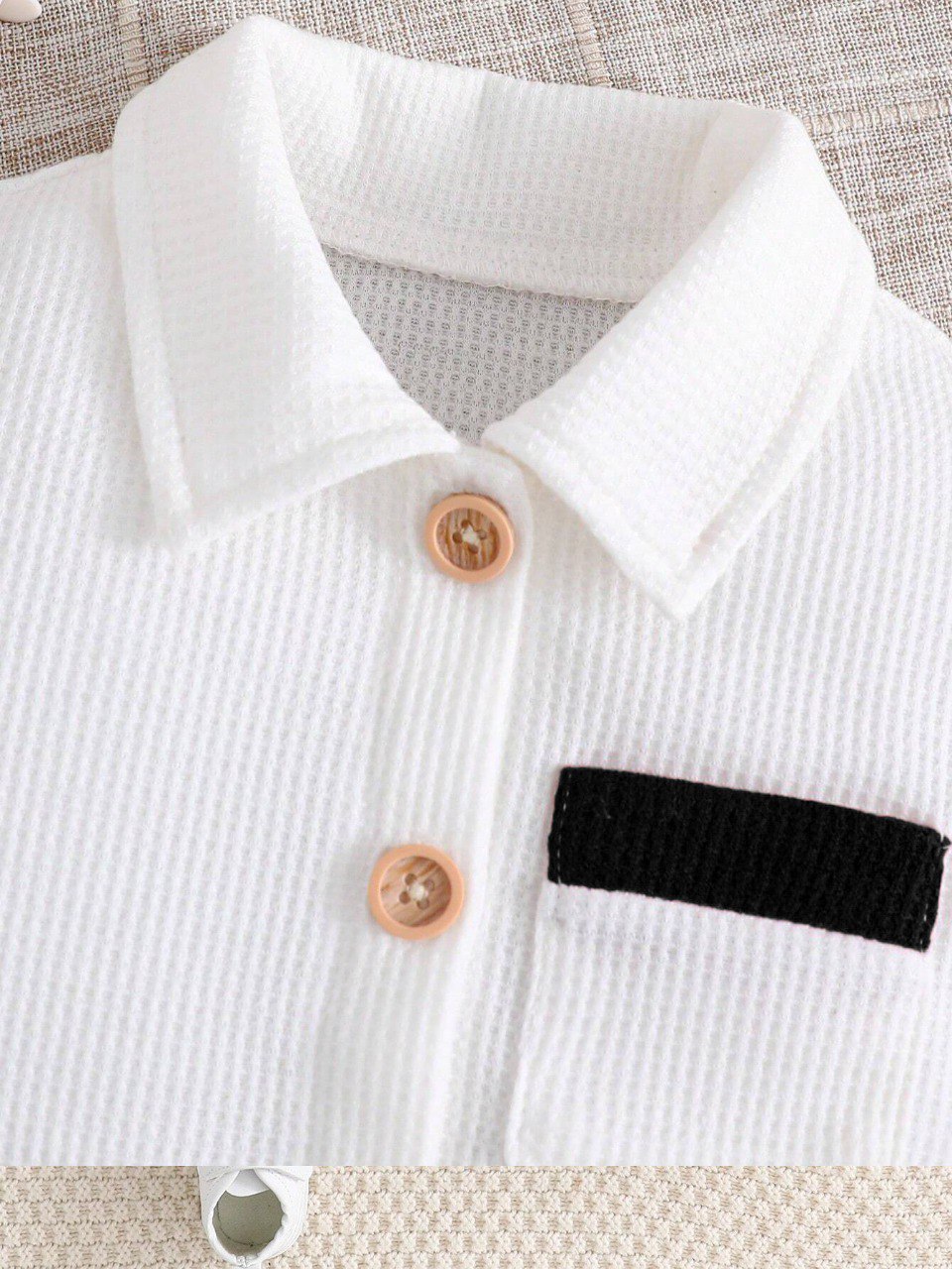 Cotton Unisex White With Black Stripes Top & Bottom Kids Wear Set
