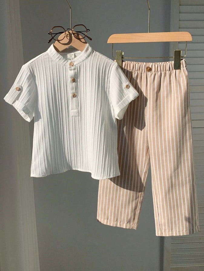 Sugar can Spandex Kids Classic Shirt & Stripe Pants Co-Ord Set