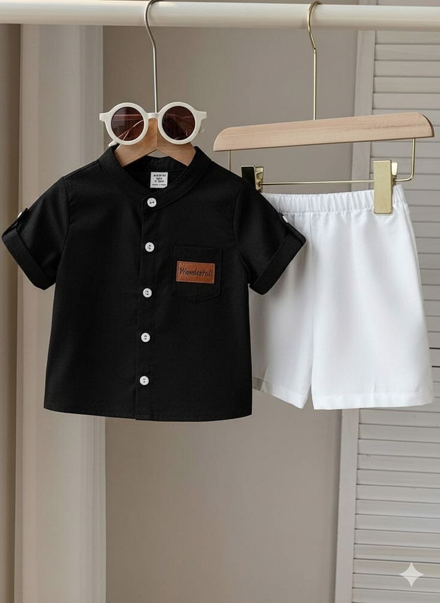 Black Popcorn Rib Comfort Kids Co-ord Set