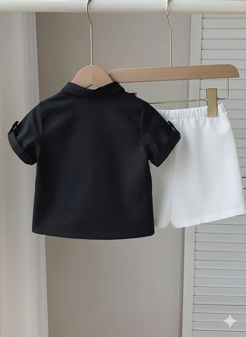 Black Popcorn Rib Comfort Kids Co-ord Set