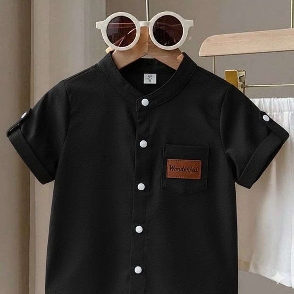 Black Popcorn Rib Comfort Kids Co-ord Set