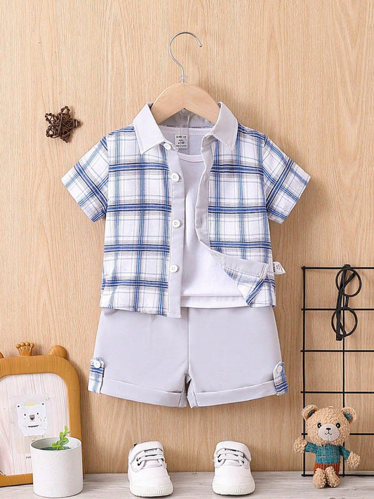 Kids Stylish & Comfortable Checked Shirt and Shorts Co-Ord Set