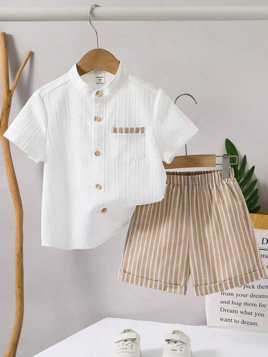 Chic & Comfortable Orange & White Sugar Cane Unisex Co-ord Top & Bottom  Set for Kids