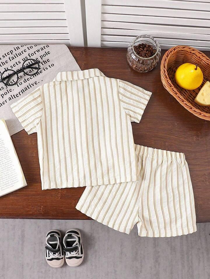 Cream Stripe Cotton Co-Ord Set for Kids