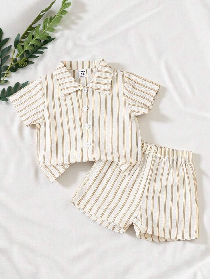 Cream Stripe Cotton Co-Ord Set for Kids