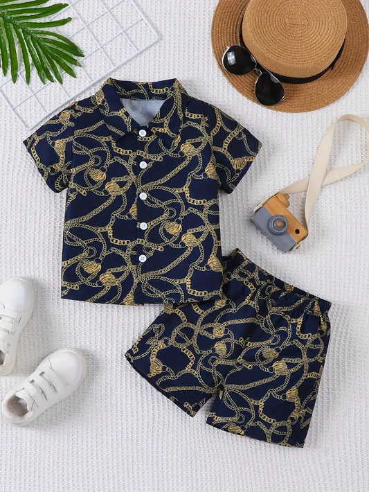 Blue Twill Fabric Top and Bottom Co-Ord Set