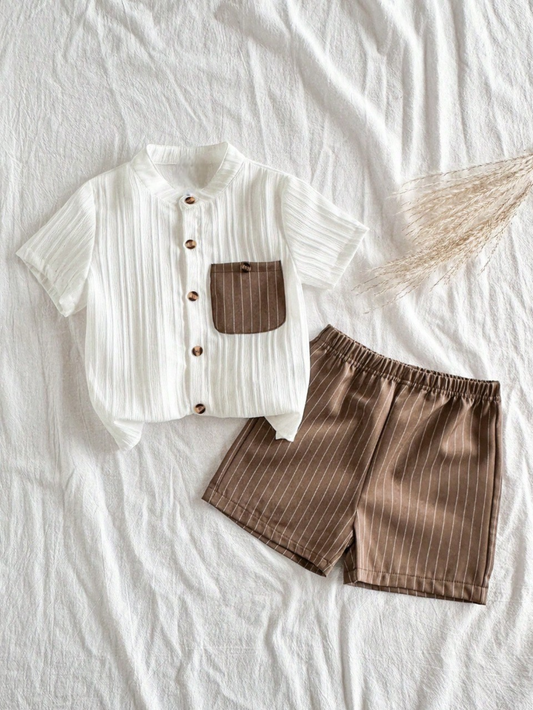 Sugar Coffee Cotton Spandex Co-Ord Set for Kids